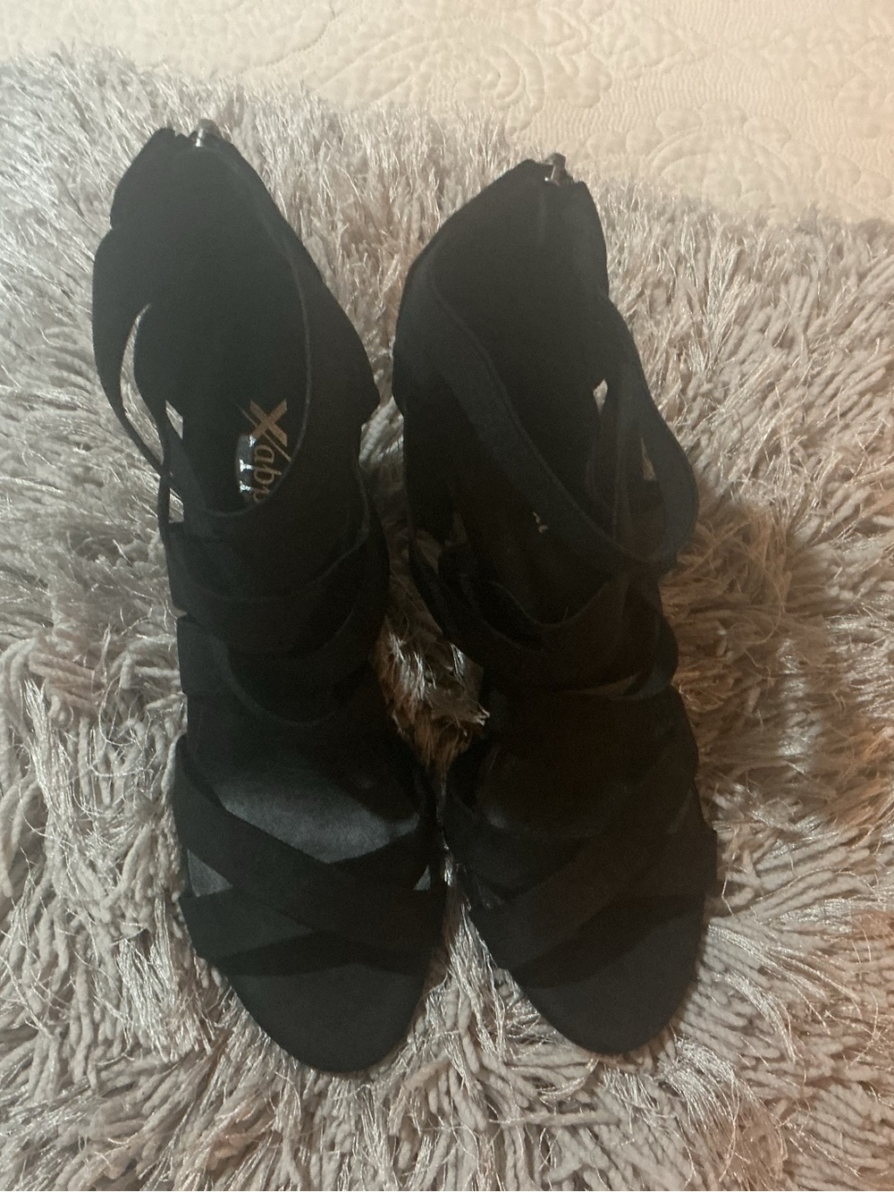 Xappeal Black Strappy Suede High Heels